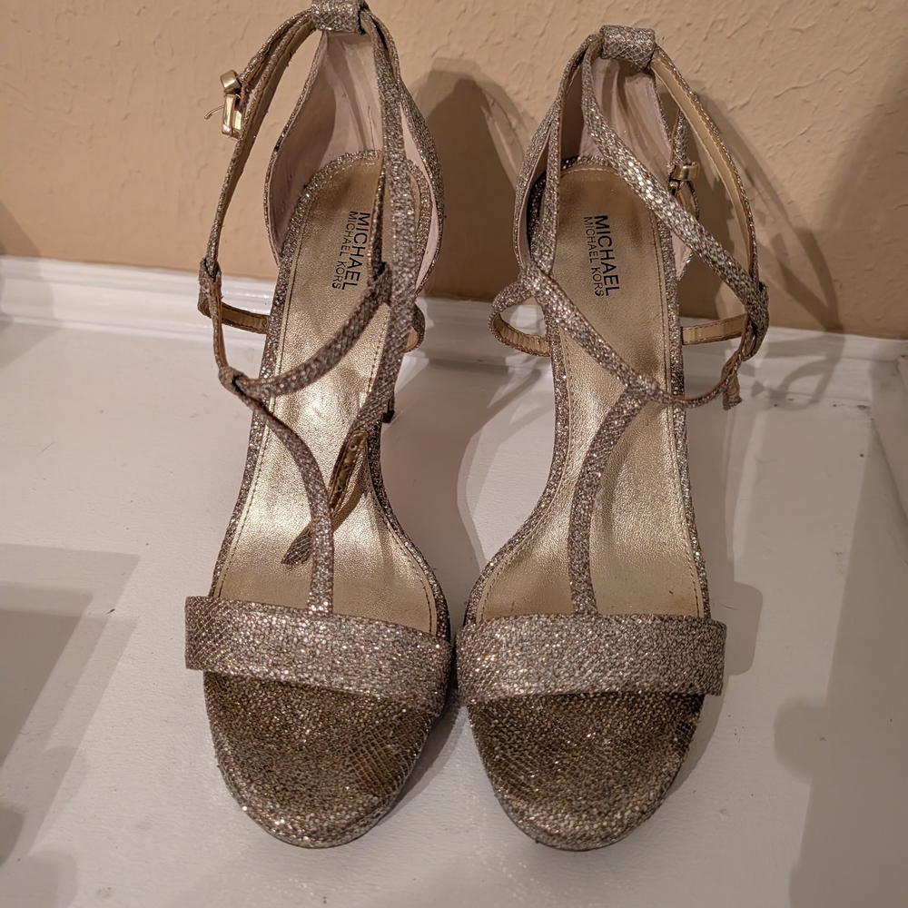 Michael Kors Sparkling Gold Strappy Heels